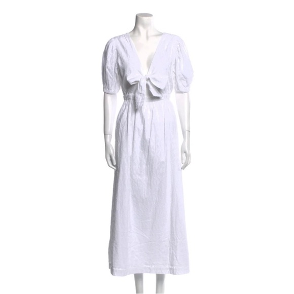 Cleobella White Cut-Out 100% Cotton Lined Midi Dress with Pockets Size M - Picture 2 of 5
